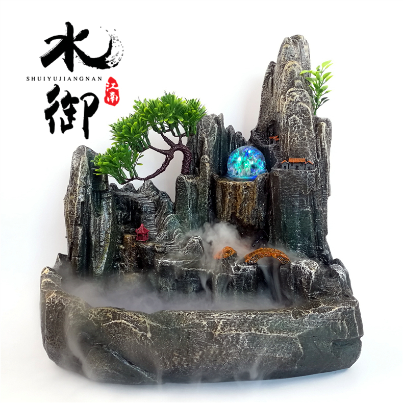실내 인테리어 분수 가습기 Rockery 및 풍수 휠 거실 사무실 홈 선 작은 물 장식 : 마켓 에스