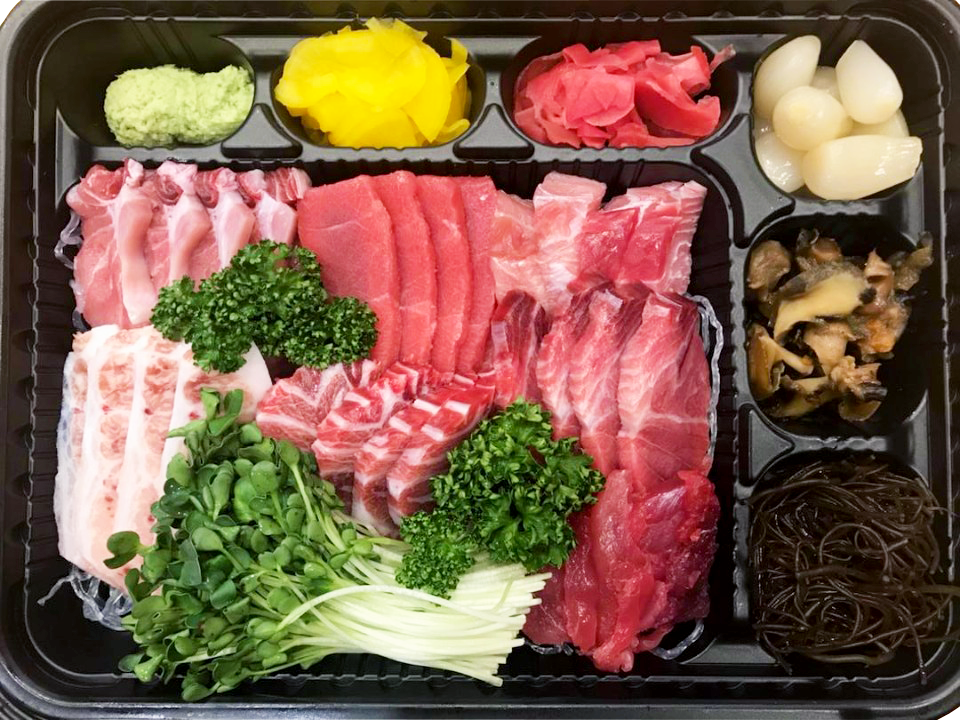 참치 회 포장용기 소 100 SET 7칸 우맛도 : 우리동네맛집도시락