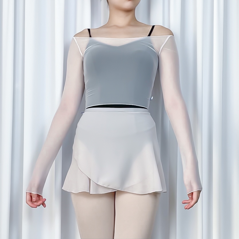 Slim-Fit Mesh Top (White) l 슬림핏 매쉬 탑 성인 발레 취미 발레복 : 다프네 로럴