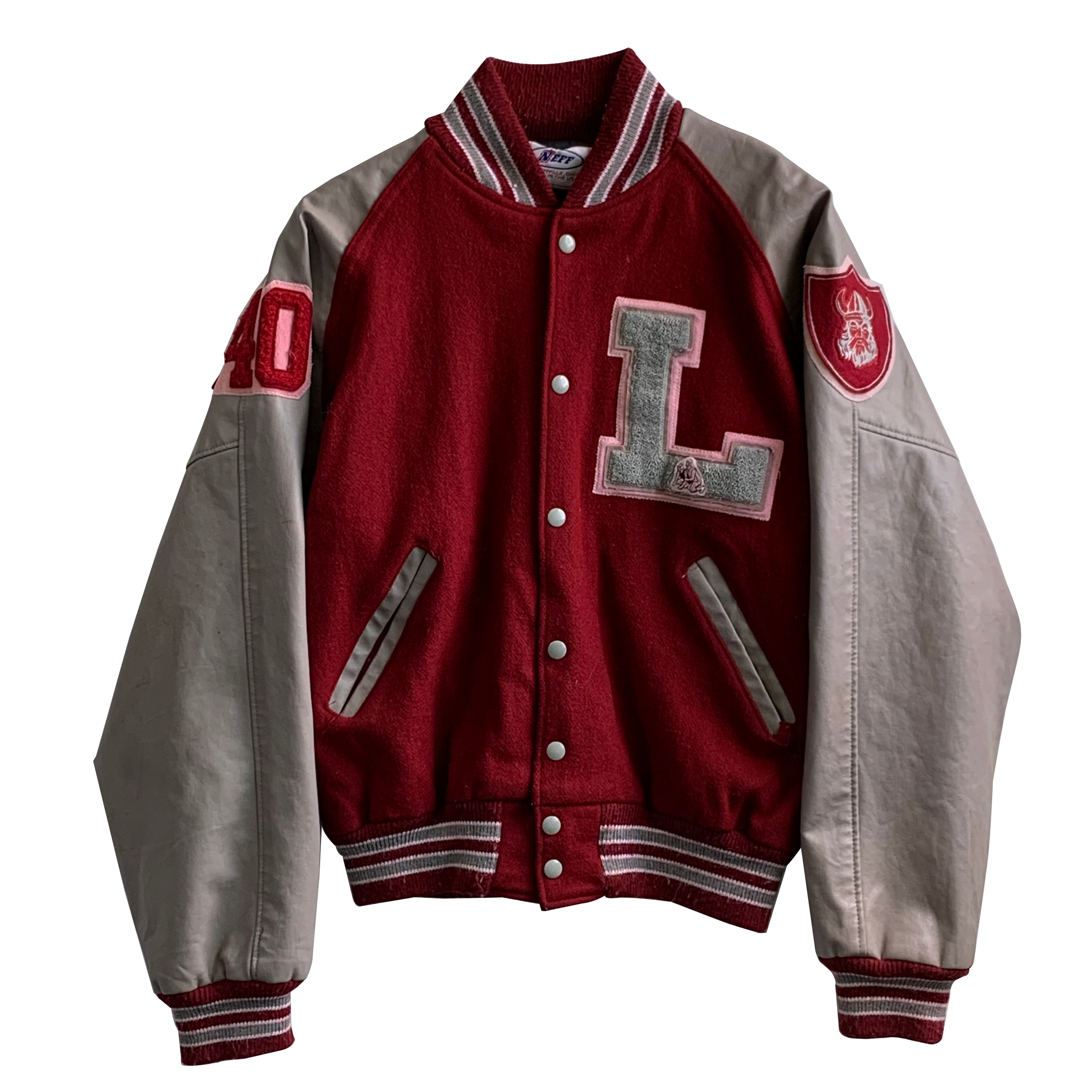 VTG NEFF Varsity Jacket(Burgundy/Grey) : 피버 체이서스