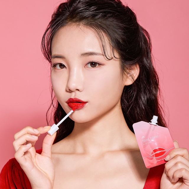 조아 블링블링 콜라겐 립 타투 틴트 파우치 5g 워터프루프 촉촉한 지워지지않는 잉크 매트 : 미노-미노
