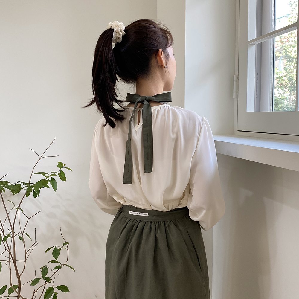 한스데이 소피 여름 린넨 에이프런 롱 원피스 꽃집 플로리스트 카페 공방 앞치마 : 한스데이