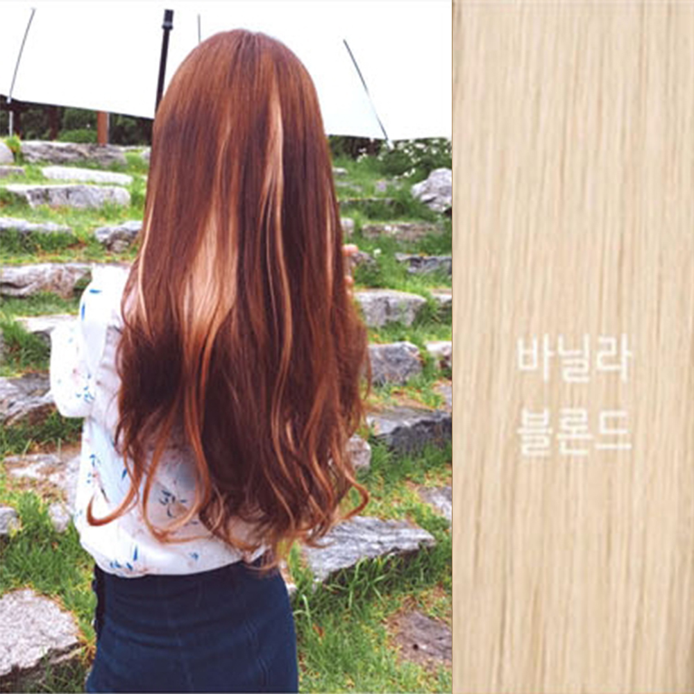 [FullyJully] 컬러 헤어 피스 웨이브 6p 제일밝은 바닐라색 셀프 : FullyJully