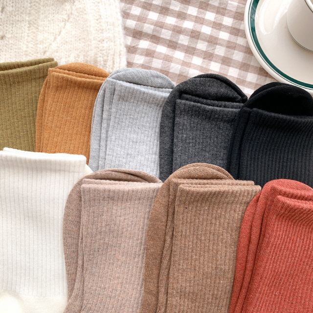 [당일출고] 9color 데일리 짱짱한 롱 장목 골지 니트 컬러 양말 : 비마이뮤즈