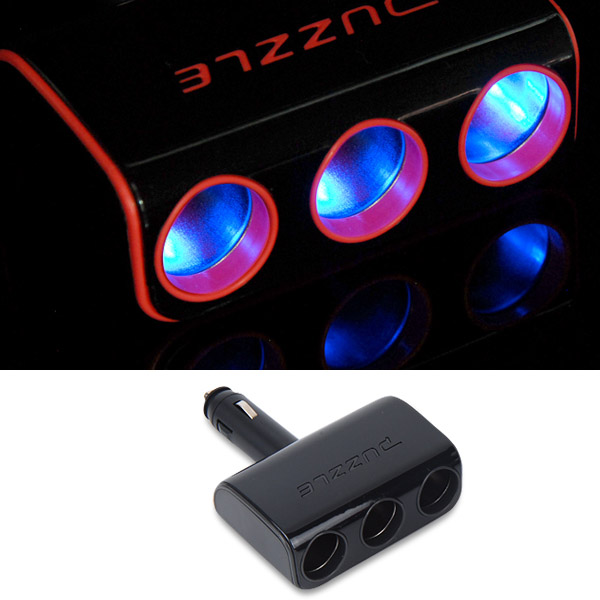 카데코 퍼즐 컬러 (블랙) 접이식 3구소켓 12V/24V 멀티 시거잭 차박 캠핑 차량용품 : 토투스