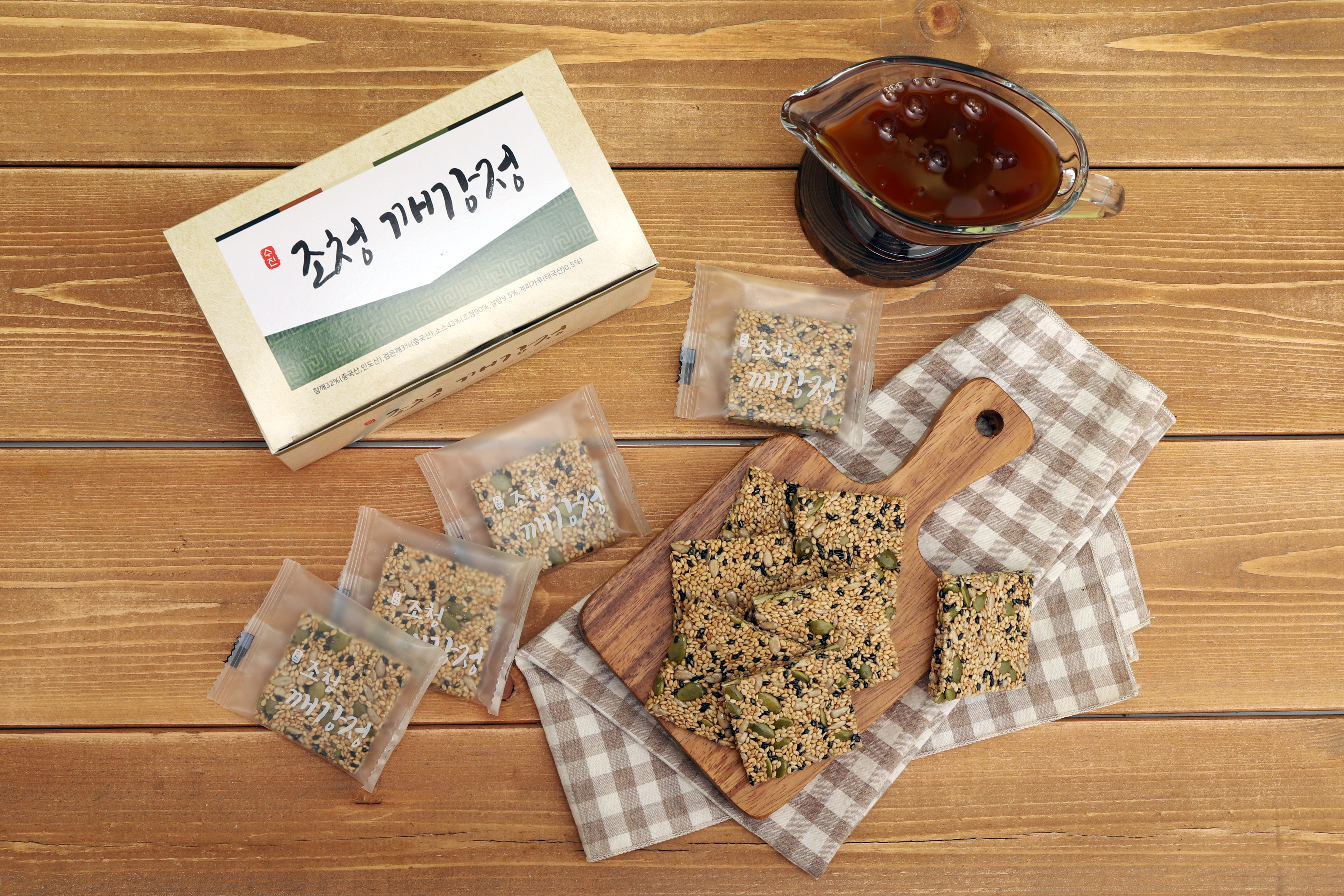 수진식품 검은깨 볶음깨 조청 수제 깨강정 1박스(12gx20개입) : 수진식품