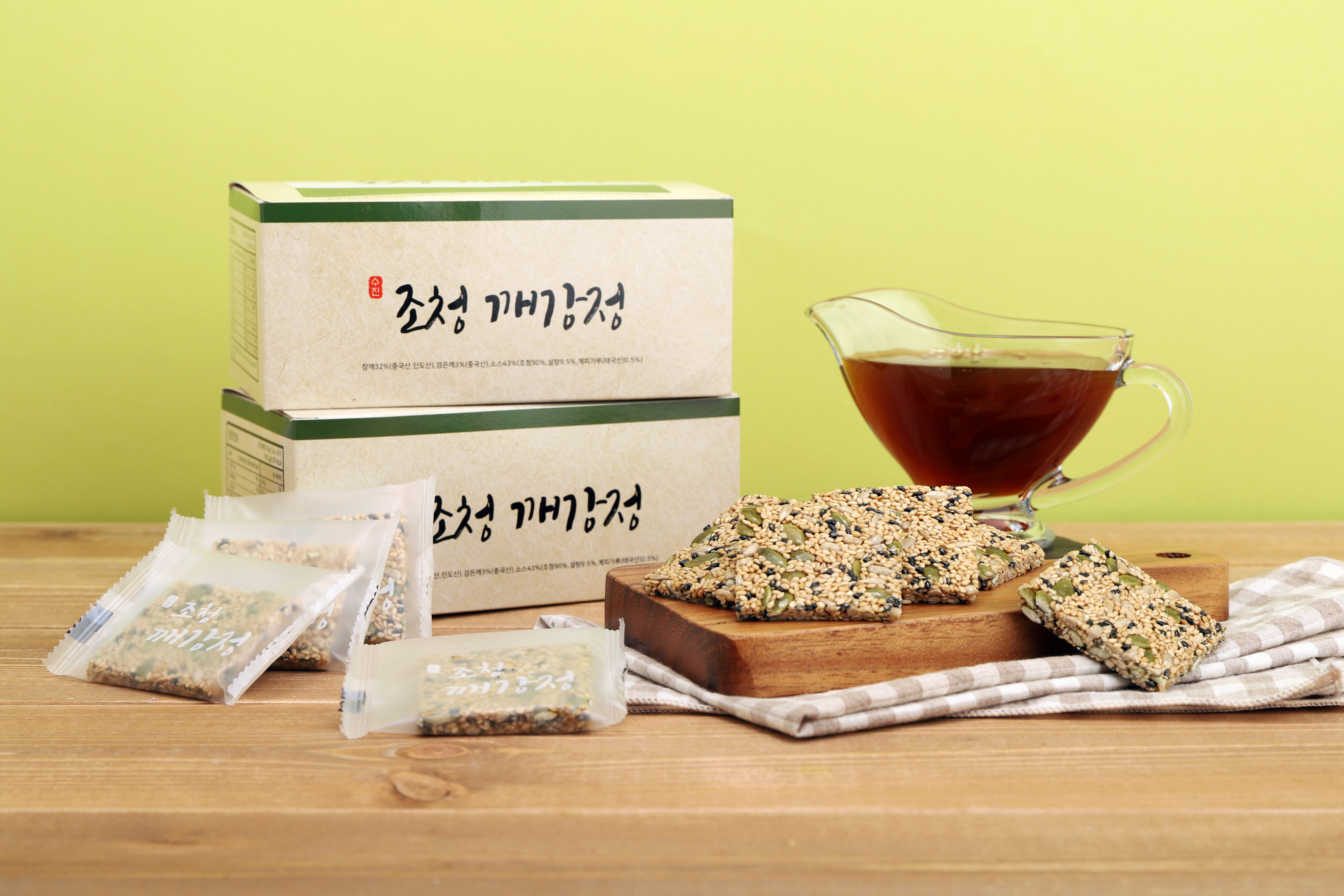 수진식품 검은깨 볶음깨 조청 수제 깨강정 1박스(12gx20개입) : 수진식품