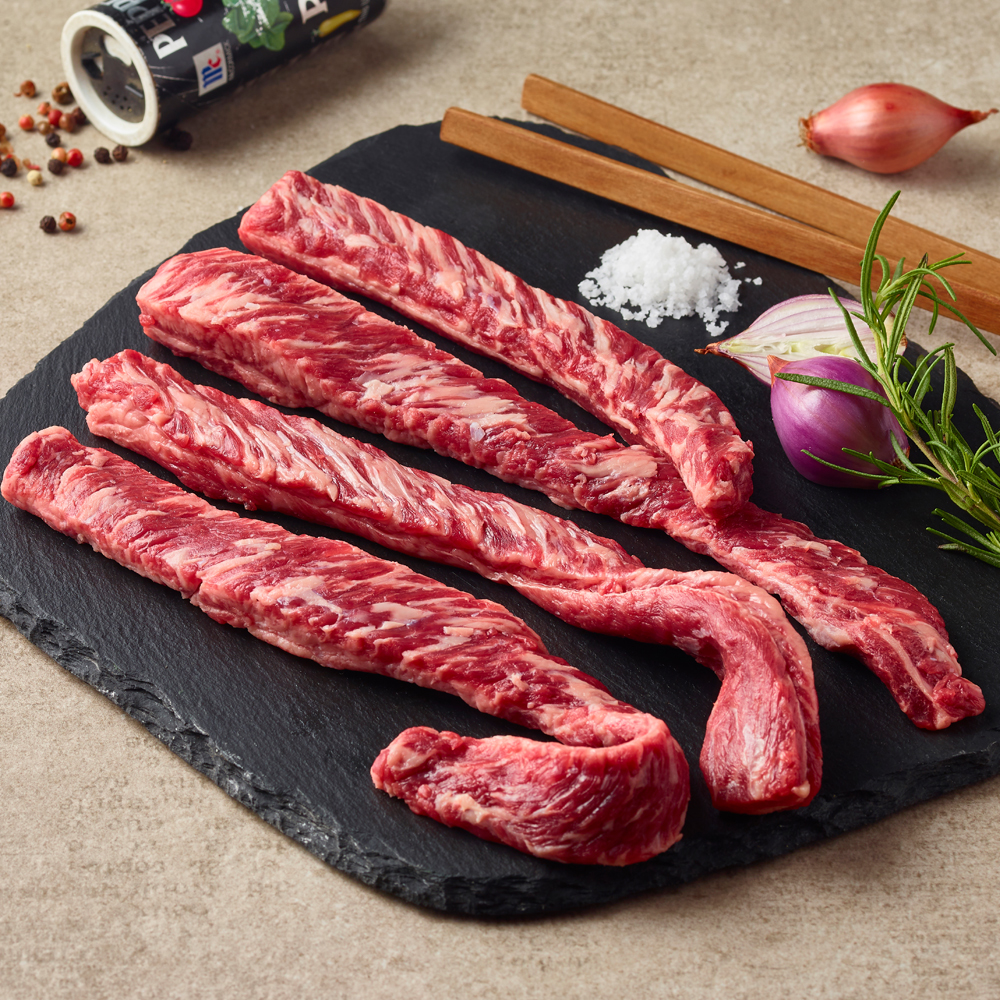 바라던 얼리지 않은 냉장 소고기 4종 세트 800g 등심 부채살 갈비살 살치살 : 바라던
