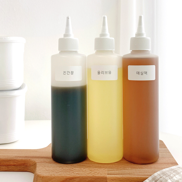 선베베 눌러쓰는 간장병 오일통 카페 시럽통 국내산 250ml : 화이트레몬