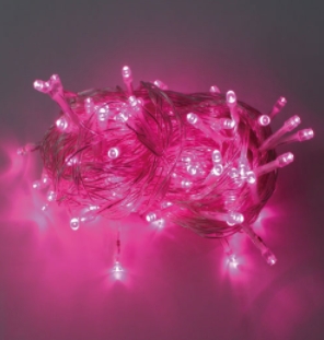 LED 100구 츄리구 220V 투명선 백색 전구색 칼라 핑크 적색 황색 녹색 청색 : 에스알엘이디