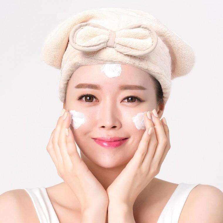 지야씨 러블리 헤어캡 세안밴드 머리수건 드라이타월(피치) : 지야씨Mall