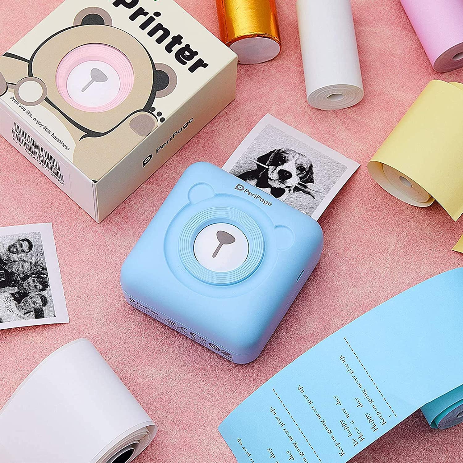 스티커 라벨기 라벨 바코드 프린터 PeriPage A6 203DPI Mini Tragbare Tasche Thermische Foto Drucker Mobile 58mm : 모아모아95