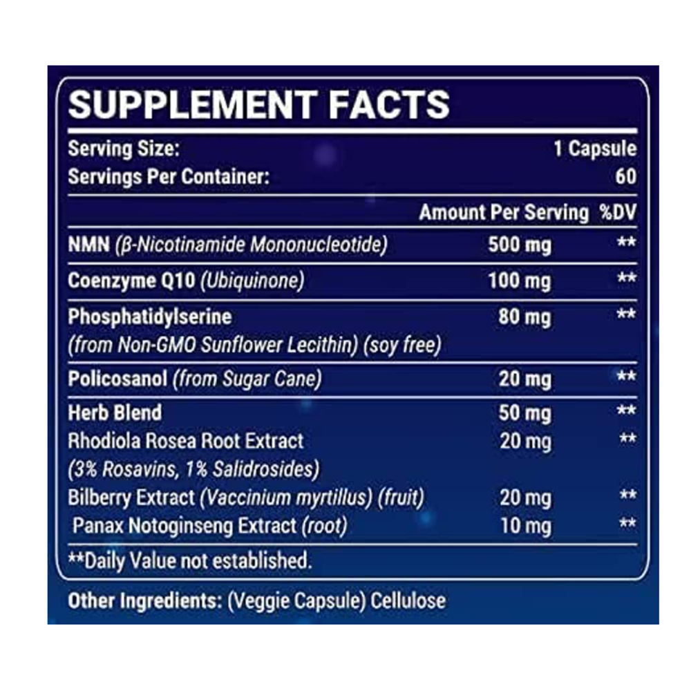 NMN MAX 맥스 니코틴아미도 CoQ10 750mg 포함 포스파티딜세린 코엔자임 60캡슐x2통 : 팡팡엔젤