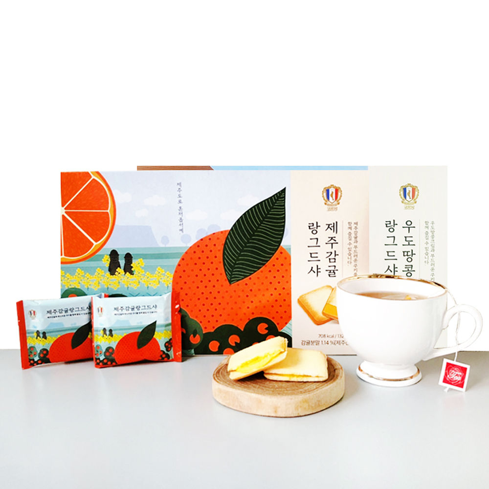 제주 감귤 랑그드샤 쿠키 랑드샤 감귤 샌드 제주도 기념품 제주 과자 간식 선물 제주특산품 : 오달콤제주