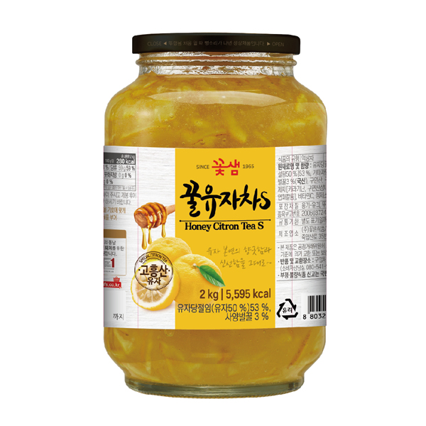 꽃샘 꿀유자차S 2kg 유자청 액상차 에어셀 안전포장 : 더커피 주식회사