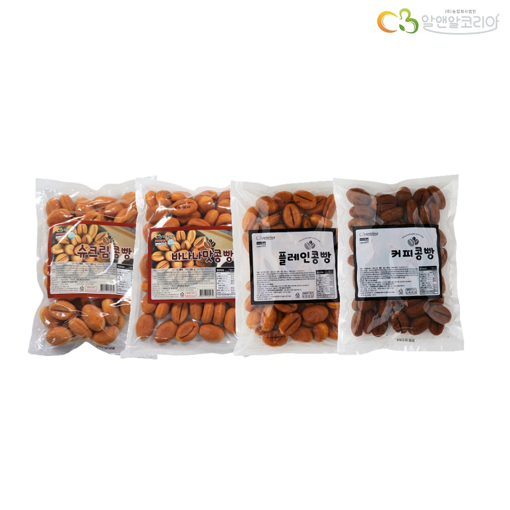 알앤알 커피 콩빵 450g 2봉, 커피 플레인 바나나 슈크림 : 알앤알코리아