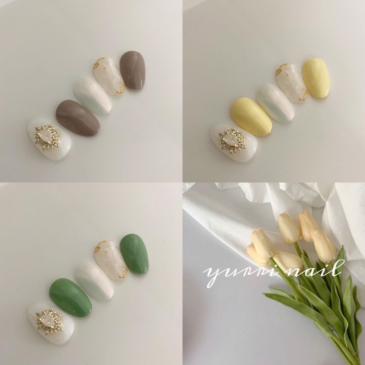 (빠른출고/4color) 봄날의대리석 수제네일팁 10pcs : Yurri유리네일팁