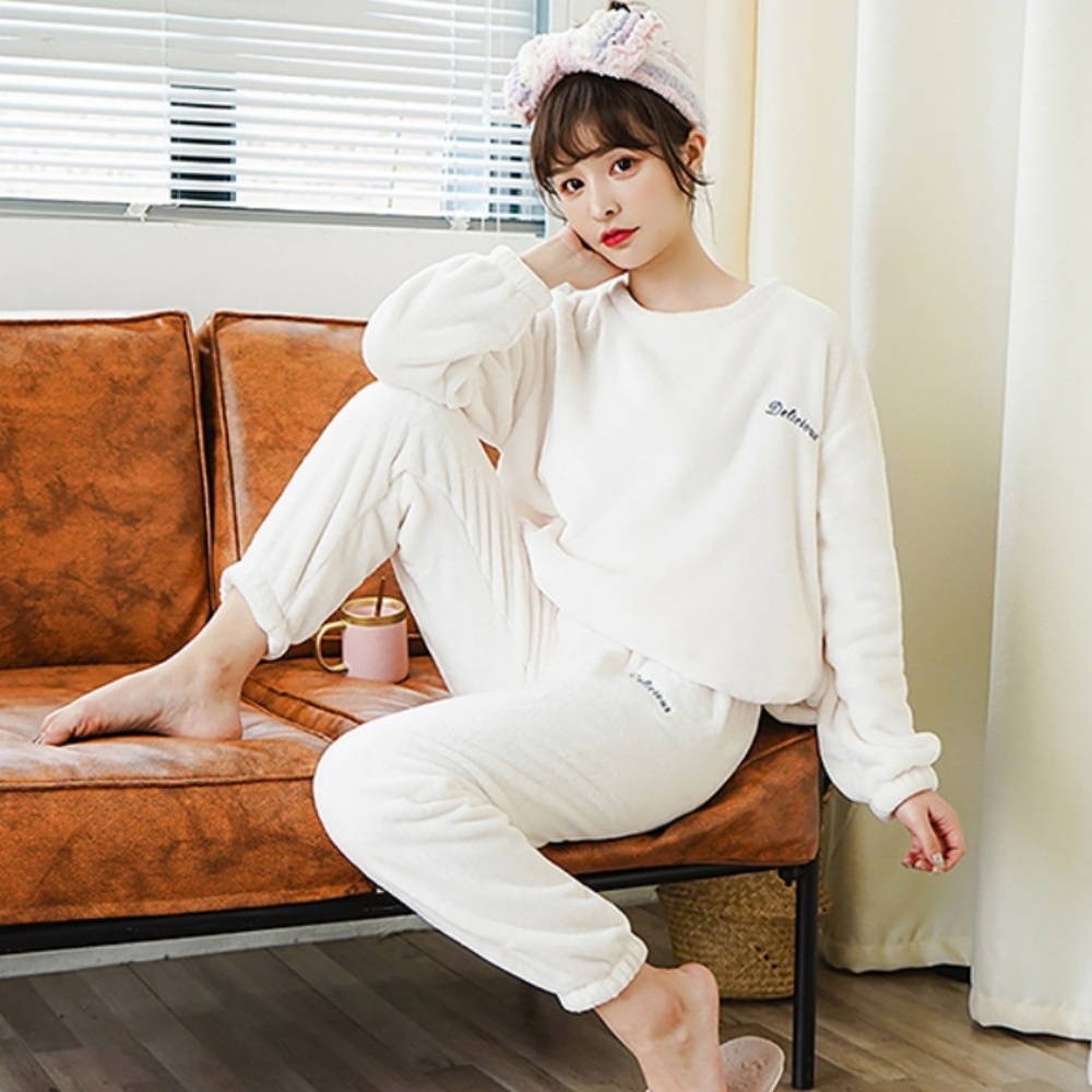 겨울 밍크 극세사 수면 잠옷 세트 집에서 입는 옷 청소년 파자마 파티 잠옷 우정파자마 : 제노아몰