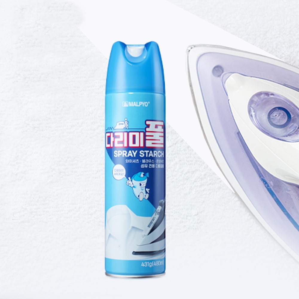 구김옷 빳빳한 풀먹임 다림질용 셔츠 블라우스 다림풀 뿌리는 스프레이 480ml : 더한들