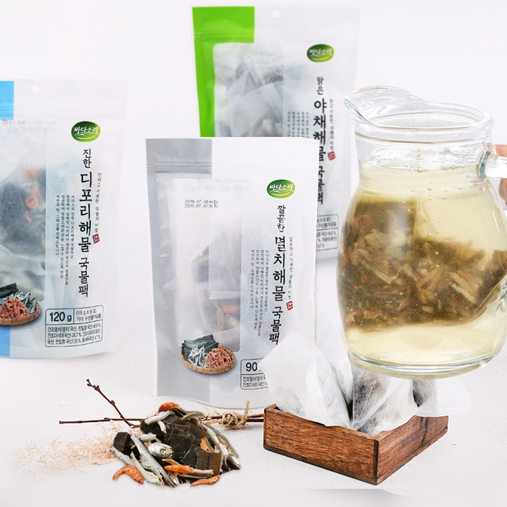 바다소리 천연 해물국물팩 120g 디포리 멸치 야채 육수 1+1 : 선해수산 바다소리