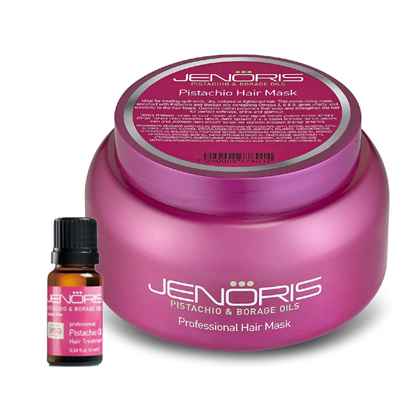 JENORIS 제노리스 케라틴 헤어 마스크 500ml + 헤어 트리트먼트 에센스 피스타치오 & 보라지 오일 10ml : 카디내추럴