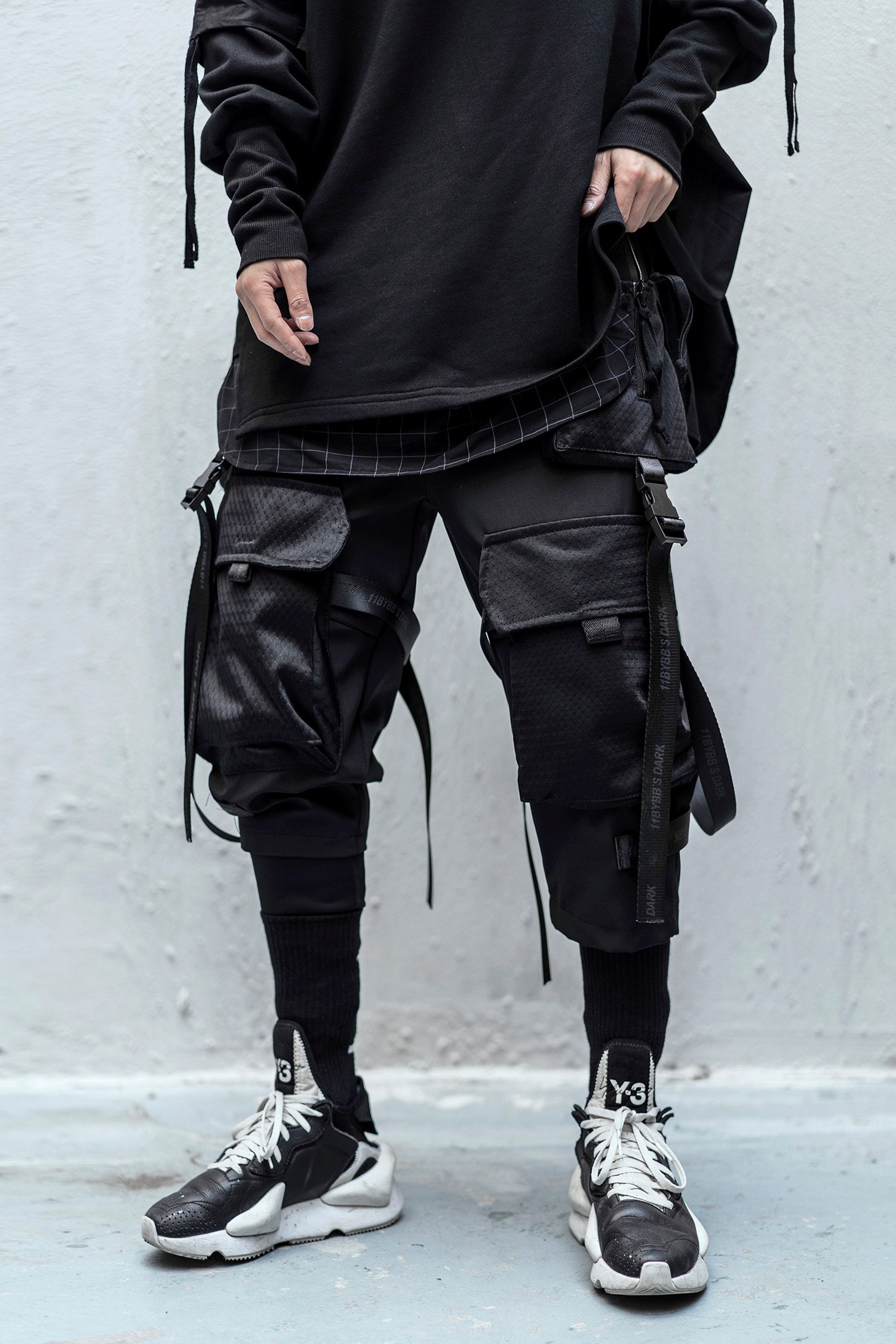 TECHWEAR 카고 팬츠 남성용 블랙 일본 스트리트웨어 조거 : 가인해외직구