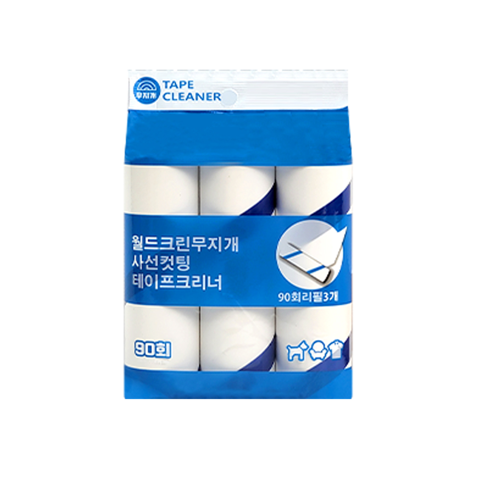 월드크린 돌돌이 1단+리필 7롤 테이프 롤러 청소 크리너 찍찍이 밀대 롱 청소기 : 월드크린 주식회사