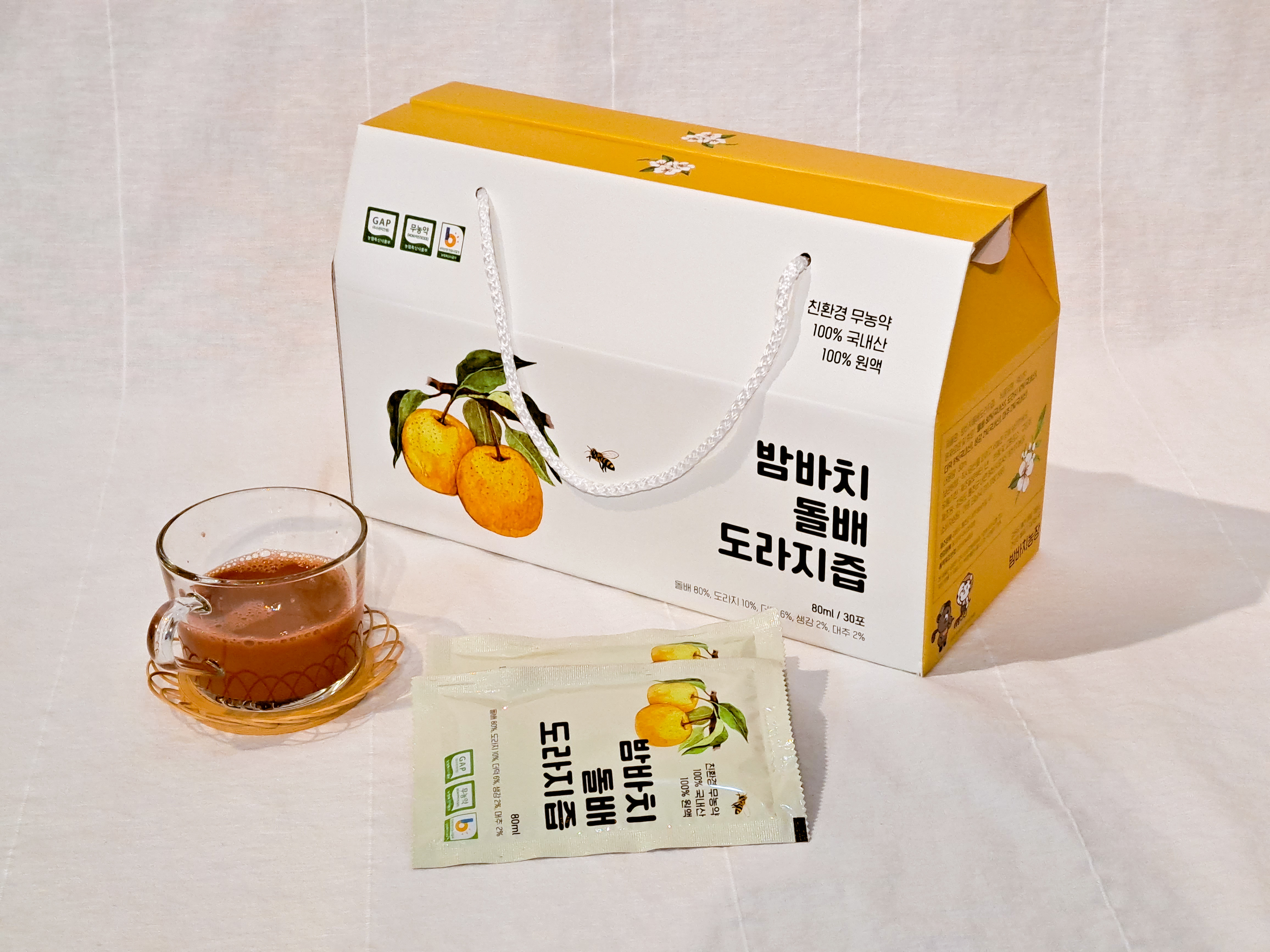 밤바치 돌배즙 80ml x 60포 도라지배즙 토종 돌배 원액100% : 밤바치농장