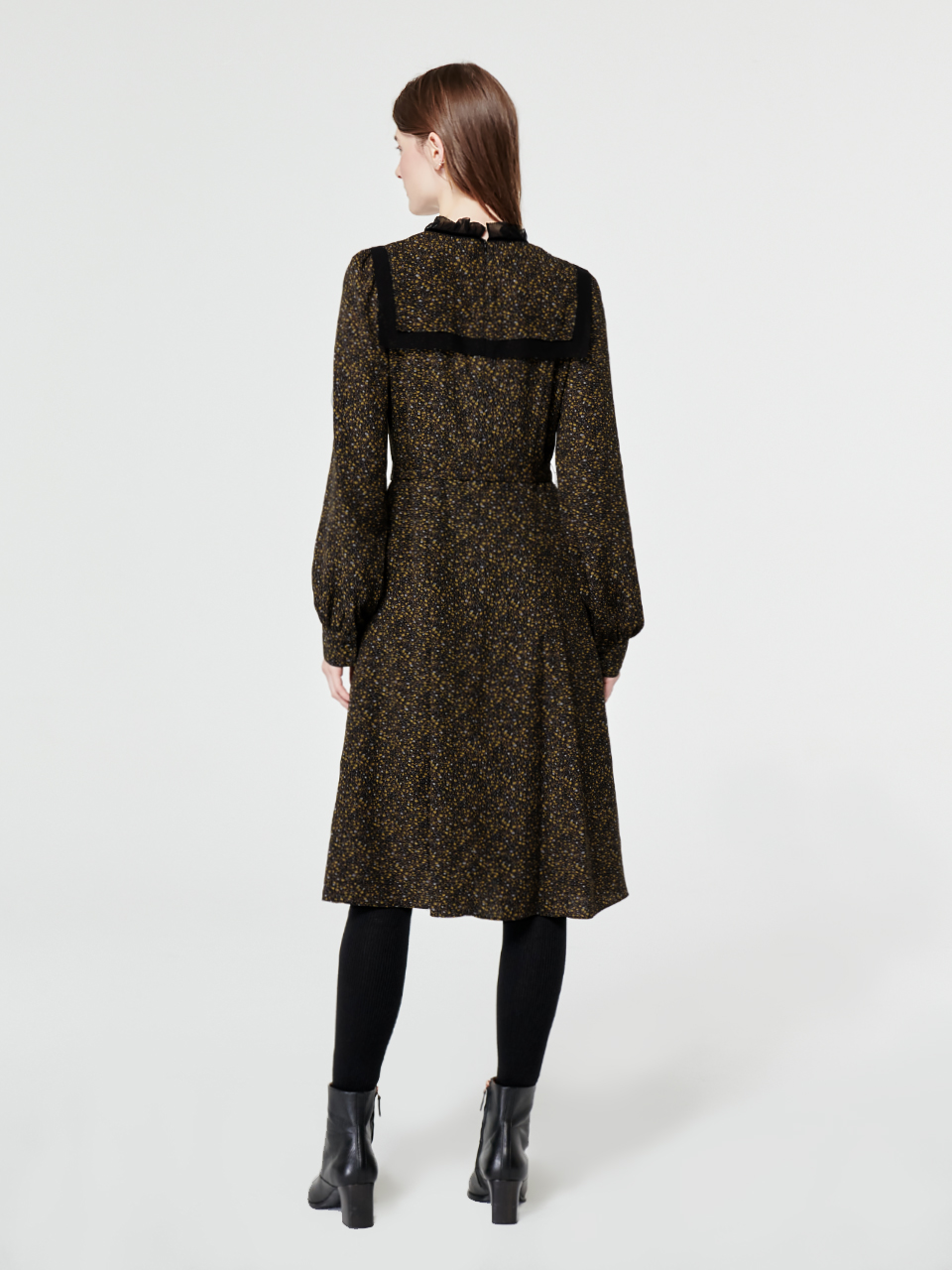 [스튜디오다리]SQUARE YOKE DRESS-BLACK PRINT : 스튜디오다리