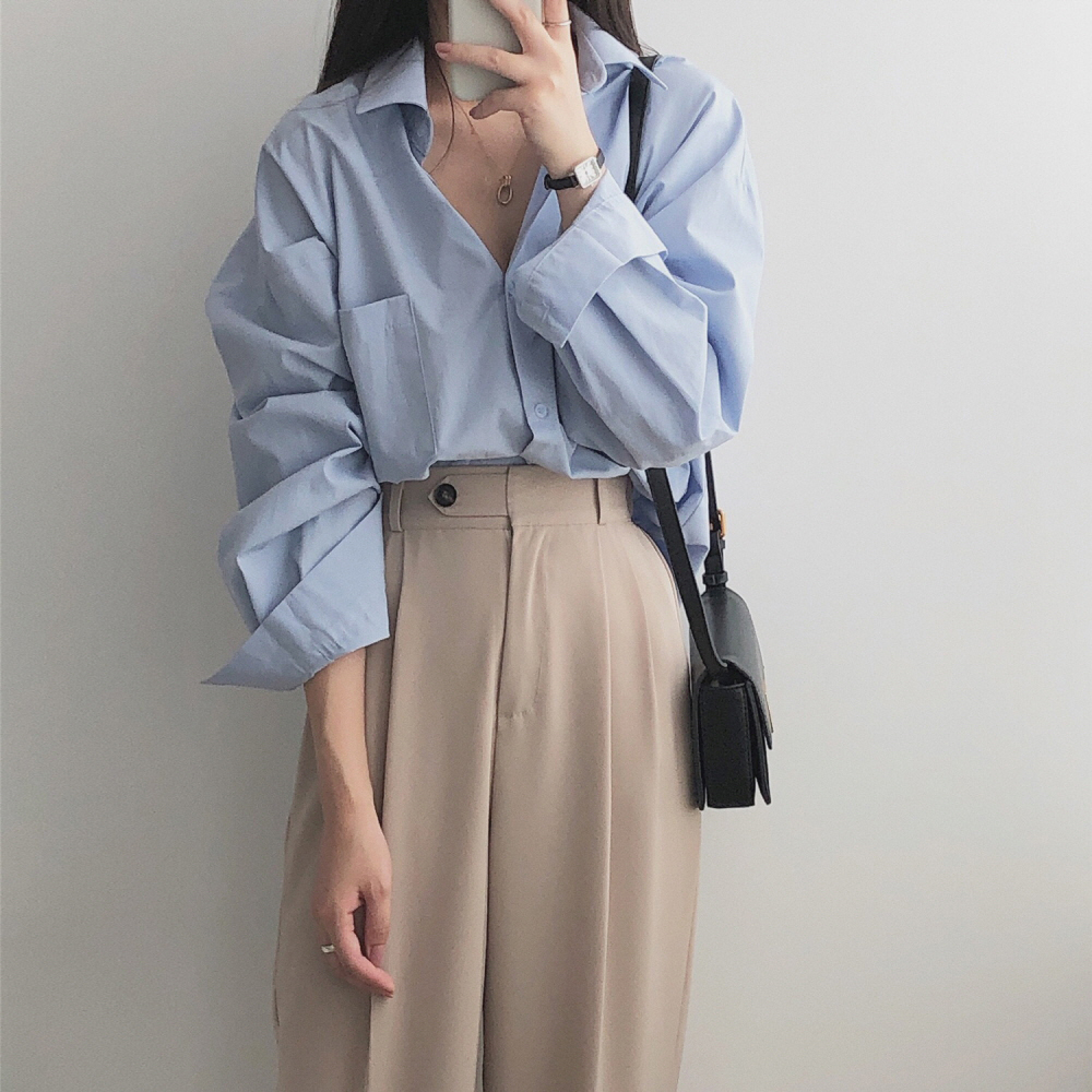 데일리 베이직 오버핏 루즈핏 박시 셔츠 남방 블라우스 : 더코이
