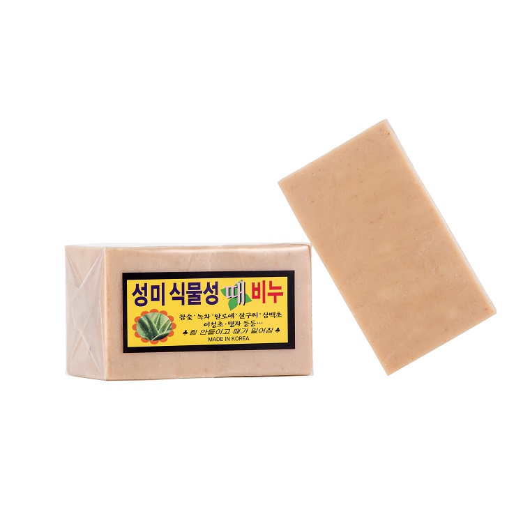 성미 식물성때비누 백색(곡물) 170g / 천연 목욕탕 때밀이 모공각화증 닭살피부 바디스크럽 여드름 샤워 세수 식물성 세신비누 : 성미때비누