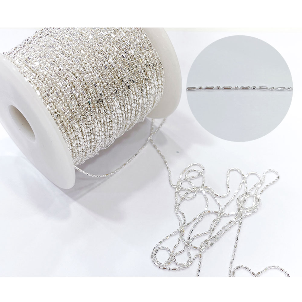 네일판다몰 네일줄참 구슬체인 JS라인볼체인실버 1mm,25cm : 네일판다몰