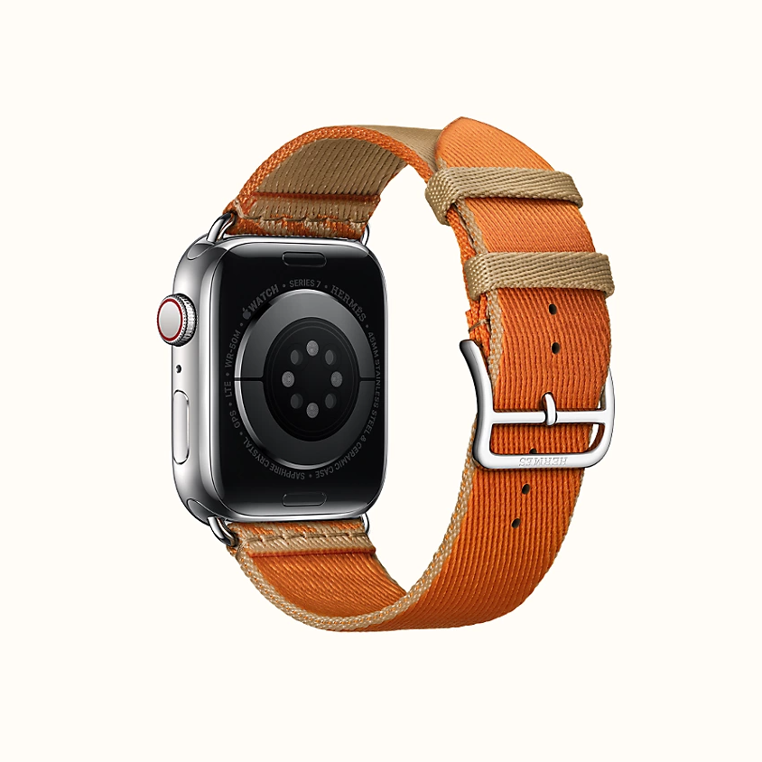 Hermes 애플 워치 에르메스 Jumping 싱글 투어 스트랩 41mm 45mm 크라프트/오렌지 : 해크니