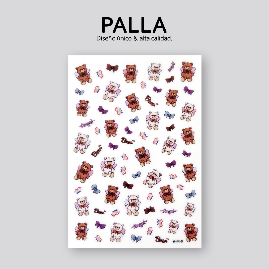 귀여운 곰돌이 네일 스티커 젤네일 셀프 네일재료 파츠 아트 : PALLA NAIL