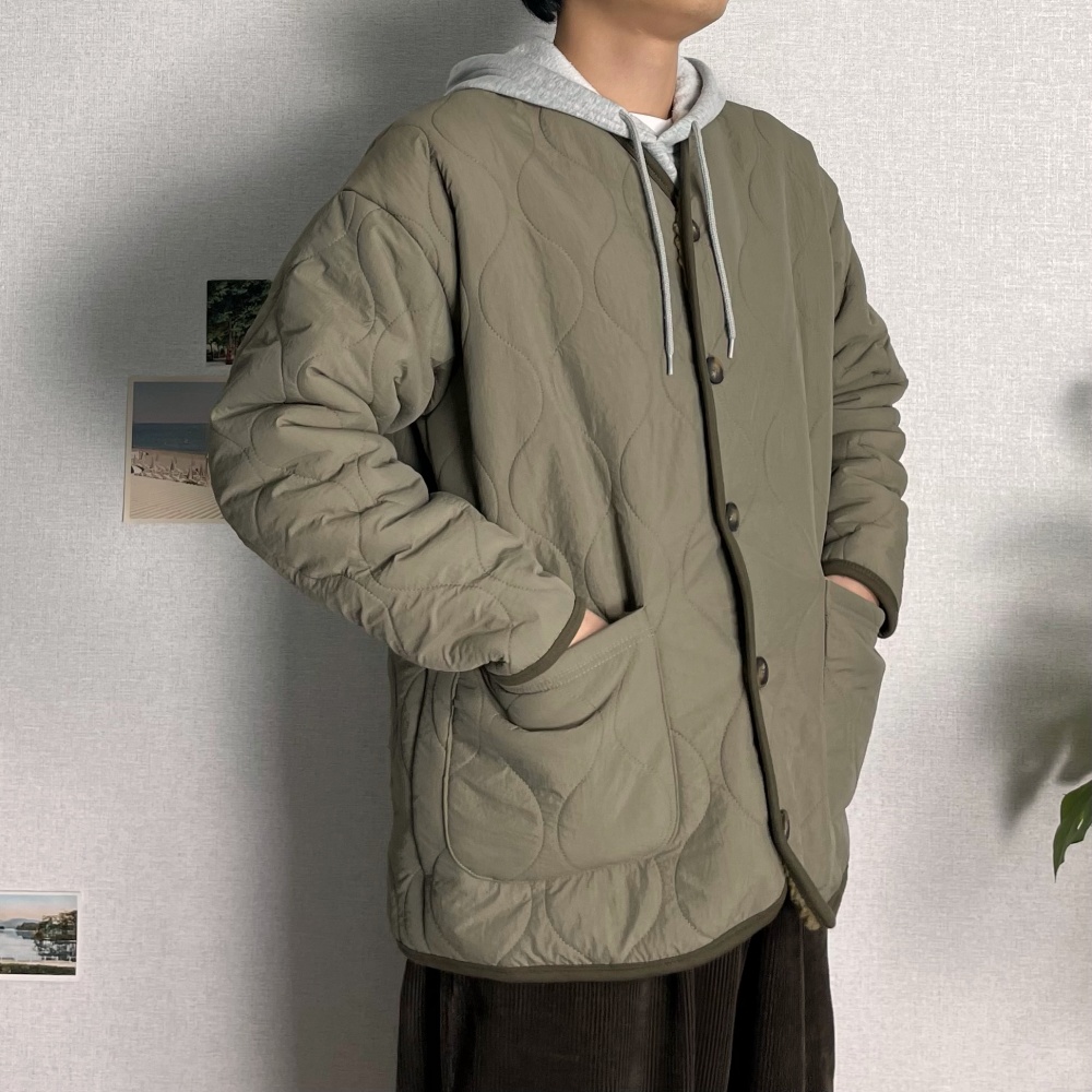 남성 경량 양털 퀼팅 뽀글이 덤블 점퍼 누빔 숏 패딩 깔깔이 시티보이 아메카지 룩 할매니얼 : 세미카지