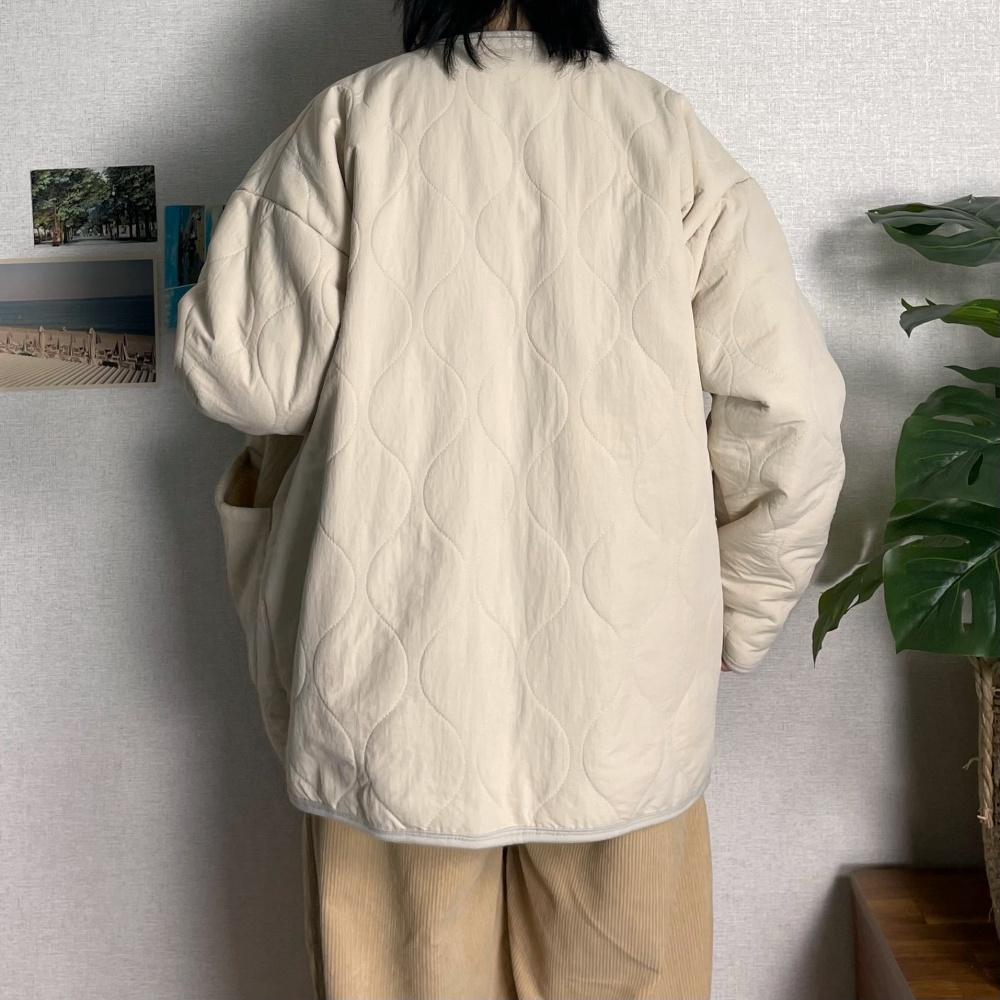 남성 경량 양털 퀼팅 뽀글이 덤블 점퍼 누빔 숏 패딩 깔깔이 시티보이 아메카지 룩 할매니얼 : 세미카지