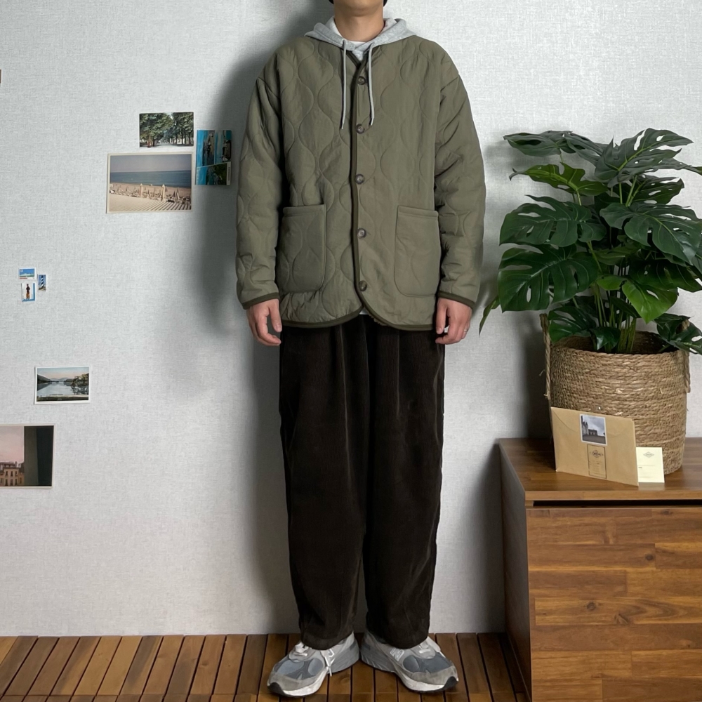 남성 경량 양털 퀼팅 뽀글이 덤블 점퍼 누빔 숏 패딩 깔깔이 시티보이 아메카지 룩 할매니얼 : 세미카지