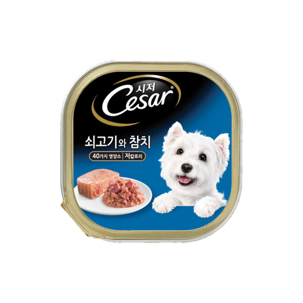 시저 습식사료 강아지캔 쇠고기 100g 반려 애견 강아지 기호성 좋은 캔 간식 : 조은세상1