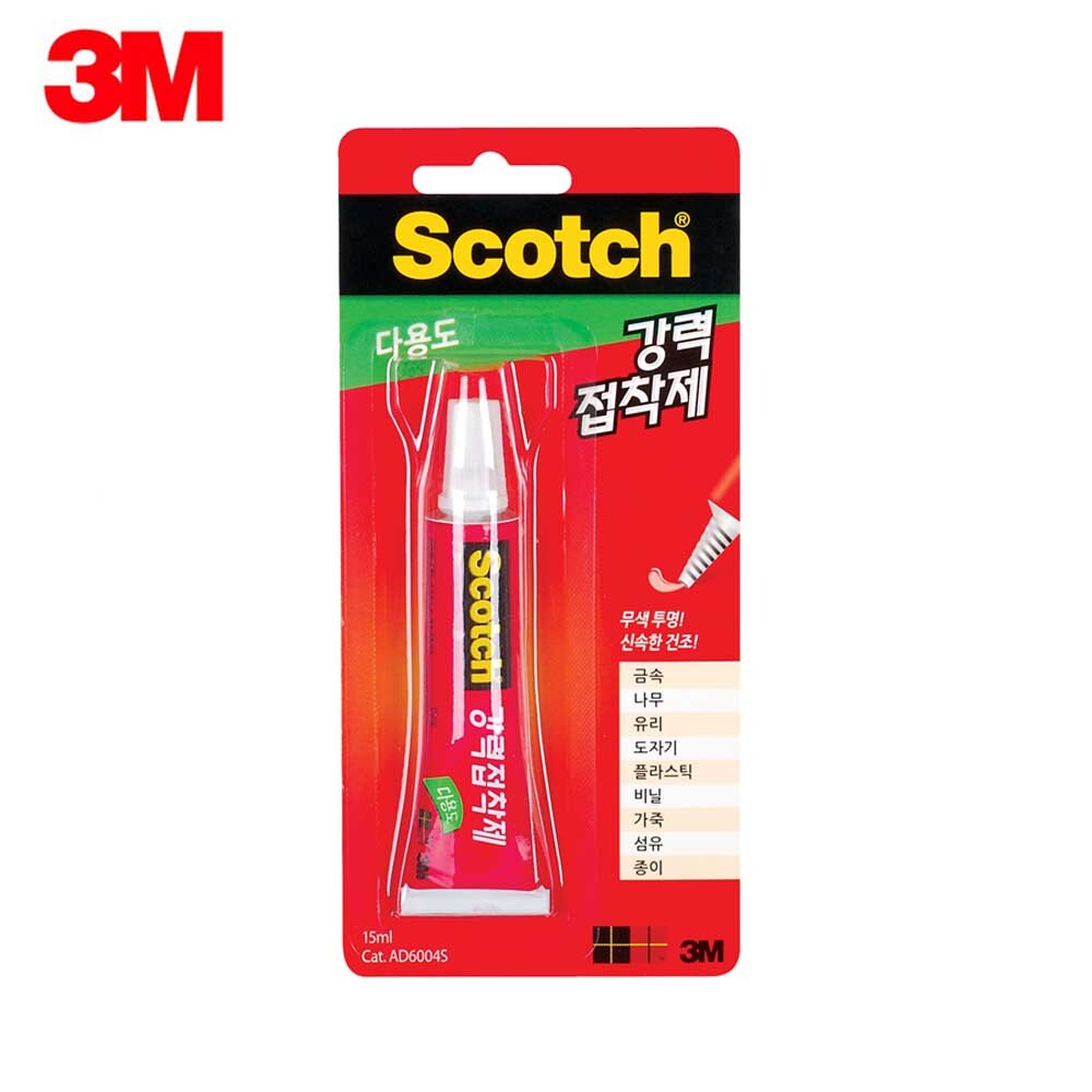 3M 스카치 다용도 강력 접착제 15ml 투명 나무 플라스틱 유리 금속 피혁 다용도 : 티끌상점
