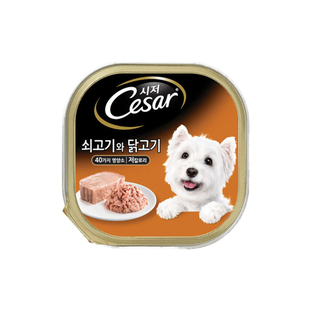 시저 습식사료 강아지캔 쇠고기 100g 반려 애견 강아지 기호성 좋은 캔 간식 : 조은세상1