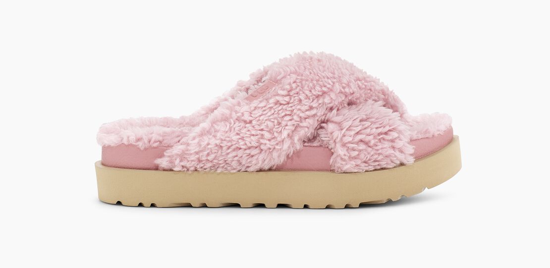 [미국 UGG] 어그 퍼즈 슈가 크로스 양털 슬리퍼 핑크 : ZOEY93
