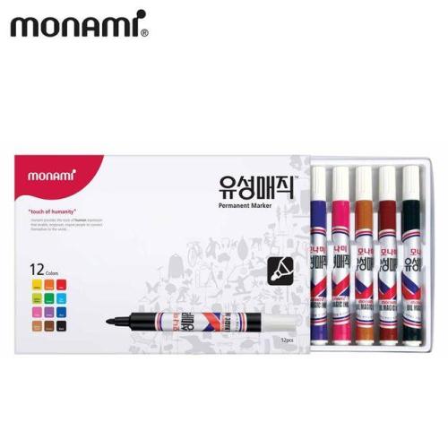 모나미 유성 매직 둥근닙 12색 세트 : 올리컴퍼니