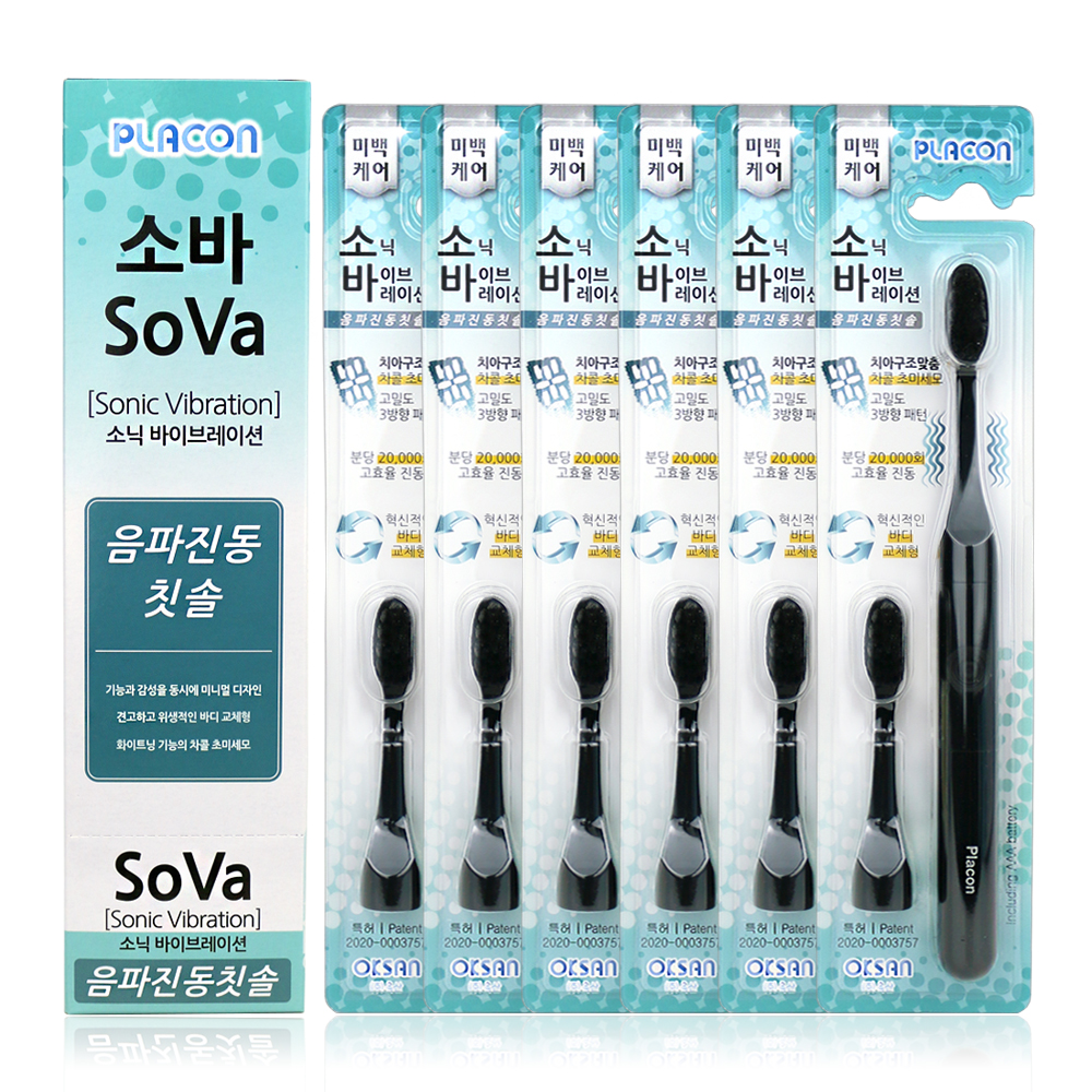 플라콘 소바 음파 진동 칫솔 미백케어 초미세모 6개 : 제이엠팜
