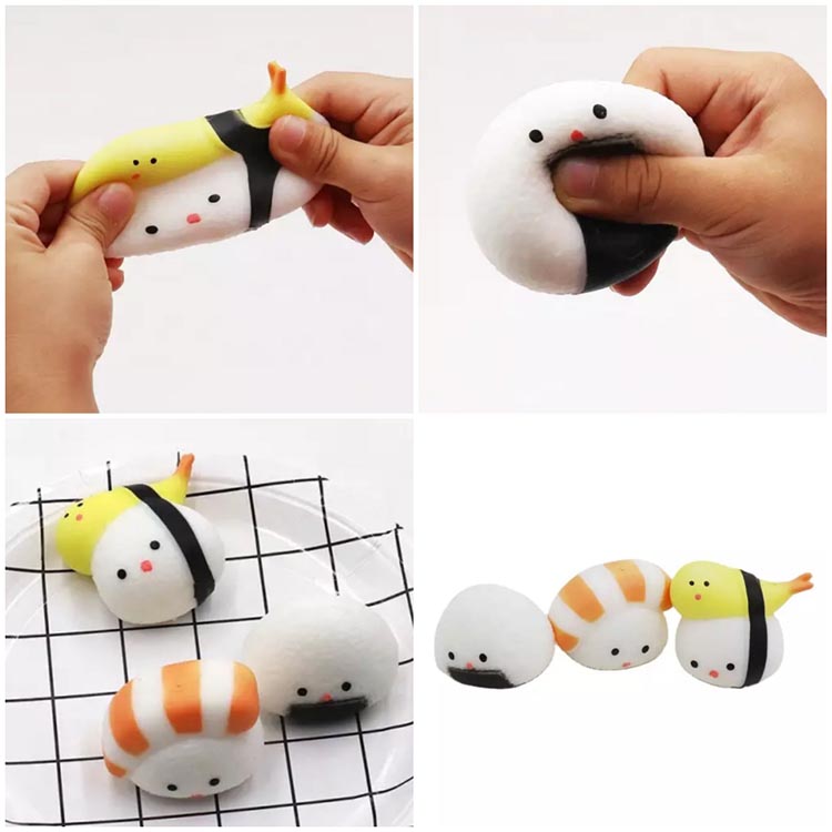 초밥 천국 말랑이(랜덤)-새우초밥 연어초밥 삼각김밥 스트레스볼 끈끈이 슬라임볼 묵사발 젤리 집콕 심심풀이 촉감놀이 엽기제품 장난감 공 : 토쇼라