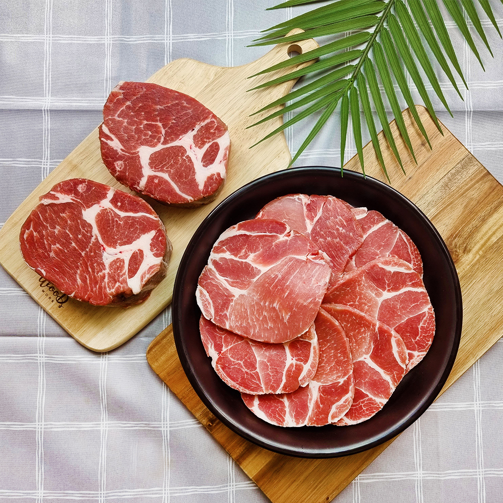 천지푸드 프리미엄 목살 구이용 돼지고기 캠핑고기 500g : 천지푸드