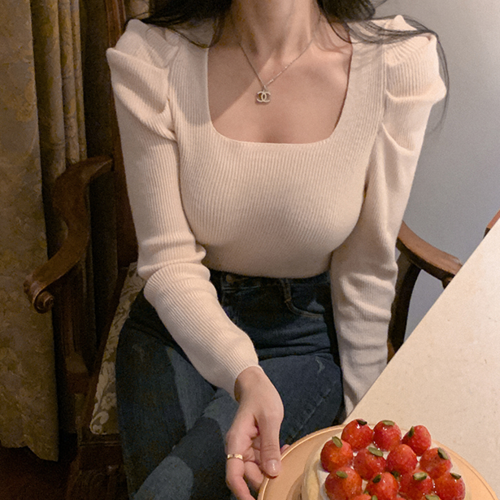 로에스퀘어퍼프 knit : 세컨드세컨