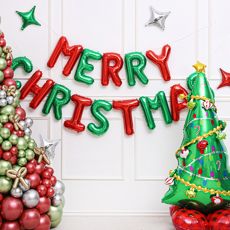 은박풍선세트 MERRY CHRISTMAS [레드앤 그린/골드/실버/로즈골드] : 조이파티