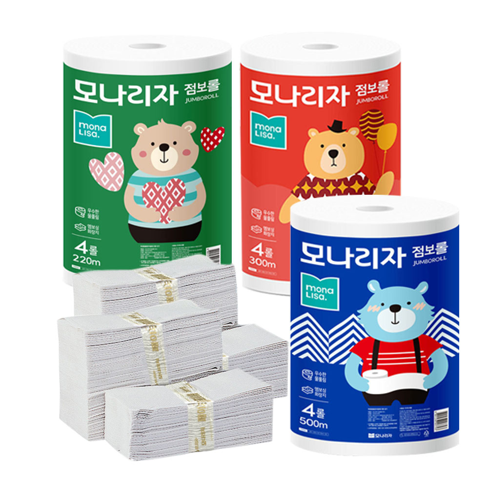 모나리자 물에 잘 녹는 녹스 라이브스마트 점보롤화장지 220m 300m 500m 페이퍼타올 5000매 : 클린앤세이프