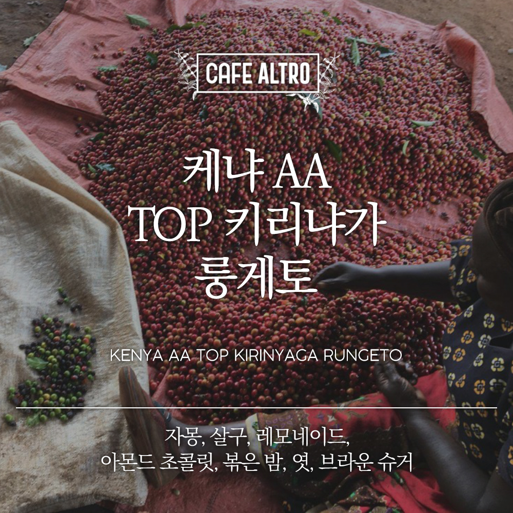 케냐 AA TOP 키리냐가 룽게토 카페알트로 에쏘(아주곱게), 200g, 1개 : 카페알트로