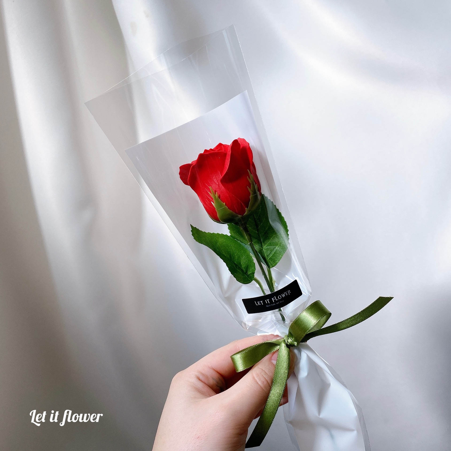 심플 한송이 장미꽃다발 기업행사 답례품 단체꽃 : 렛잇플라워
